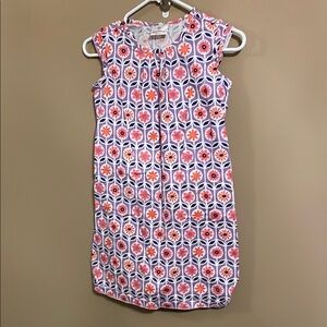 Hanna Andersson Cap Sleeve Dress, Purple with Pink Navy Floral Design, Size 140